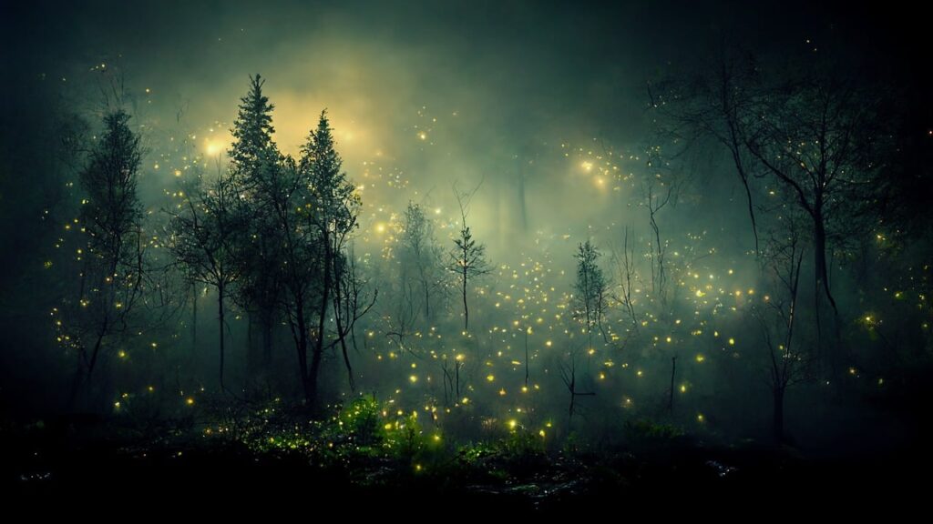 Glühwürmchen im Wald und auf dem Waldboden. Sind wunderschön und mystisch anmutend. 