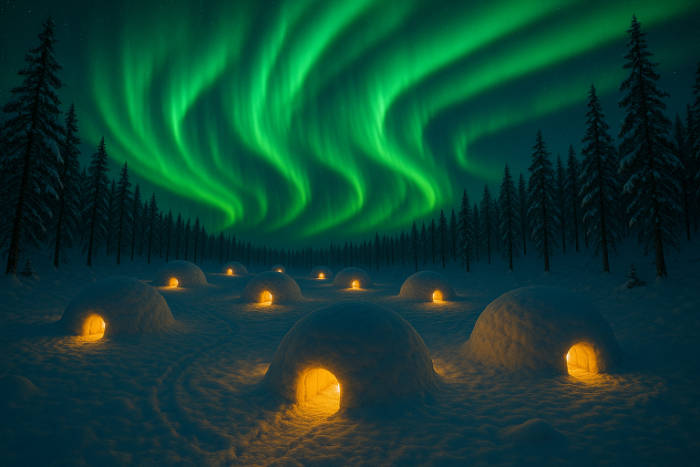 Polarlicher über Igludorf